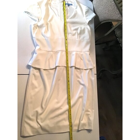 ANTONIO MELANI- WOMENS WHITE MIDI V-NECK ZIP-UP CLOSURE DRESS SIZE 10 - Picture 7 of 8